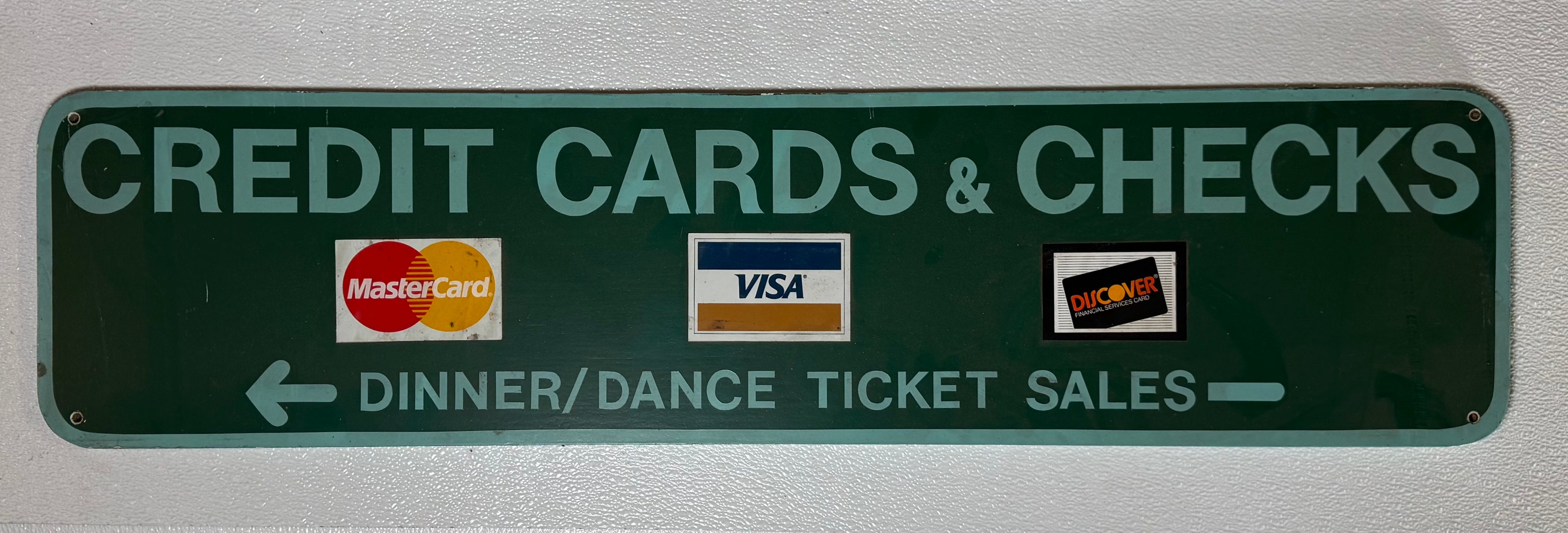 Credit Cards & Checks Sign