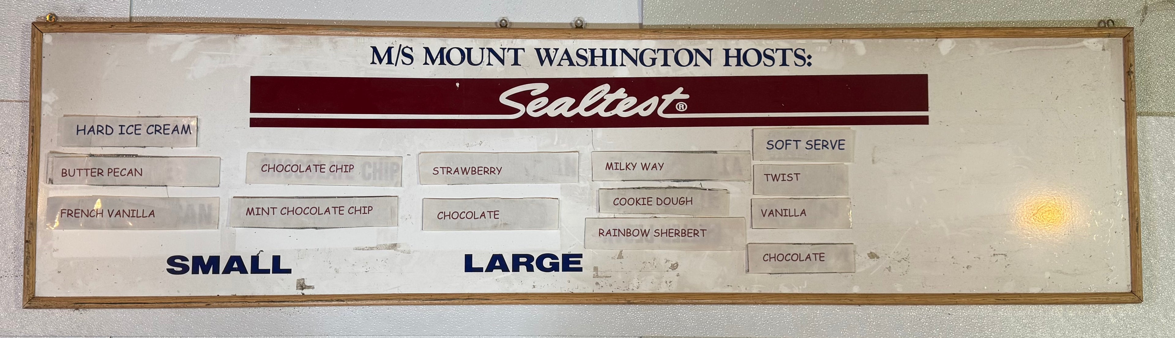 M/S Mount Washington Ice Cream Sign