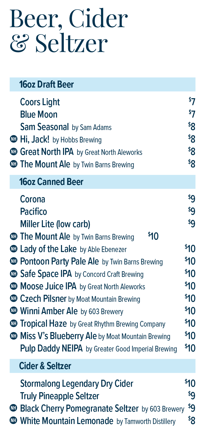 Bar Menu